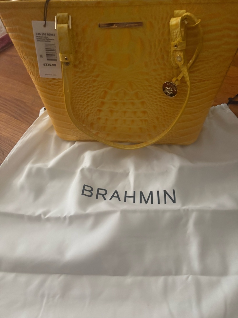 Brahmin Yellow Croc-Embossed Tote Bag - Women's Handbag NWT - Picture 2 of 6